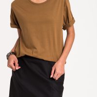 เสื้อยืดผู้หญิง Mono Hi-Low Curved Hem (น้ำตาล)