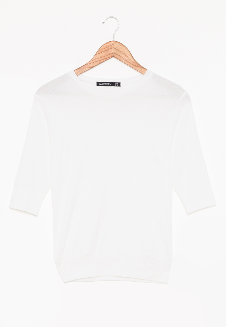 เสื้อยืด Jumper-Inspired Half-Sleeve (ขาว) – maxteen