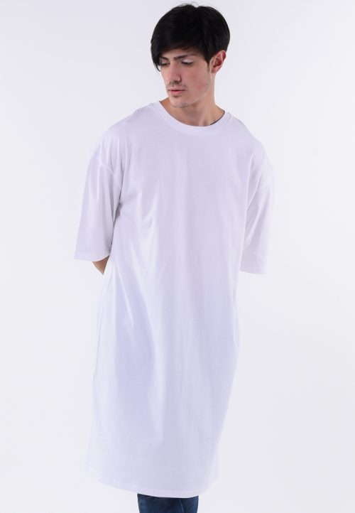 เสื้อผ้าแฟชั่นเสื้อยืดลองค์เดรสสีขาวสวมสบายใส่เที่ยวเป็นแฟชั่นหรือลำลองอยู่บ้านก็สบาย