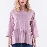 เสื้อเบลาส์แขนสามส่วน (ครึ่งแขน) เล่นจีบที่เอว ใส่ลำลองหรือใส่ออกงานไม่เป็นทางการก็เรียบร้อยเหมาะสม