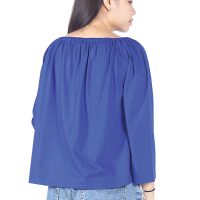 เสื้อเบลาส์ long-sleeves pleated scoop neck