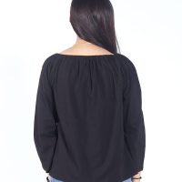 เสื้อเบลาส์ long-sleeves pleated scoop neck