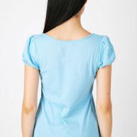 เสื้อยืดผ้าริบ คอยูแขนตุ๊กตา สีฟ้า (2)